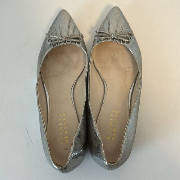Barney’s New York bronze metallic leather pointed ballet flats w/ bow size 7.5 - Picture 7 of 9